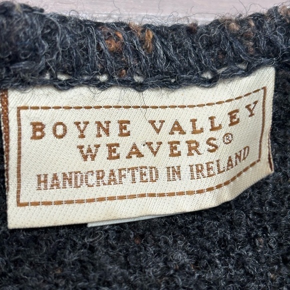 Boyne Valley Weavers Shawl O/S Black Brown Plaid Wool Blend‎ Cottagecore Irish - Picture 2 of 4